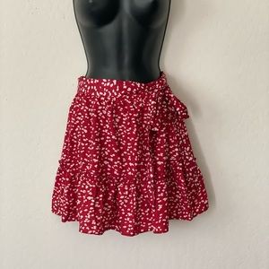 Ditsy Floral Print Belted Skirt